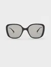 Charles & Keith Recycled Acetate Wide-frame Butterfly Sunglasses In Black