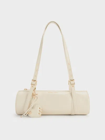 Charles & Keith - Rey Elongated Shoulder Bag In White