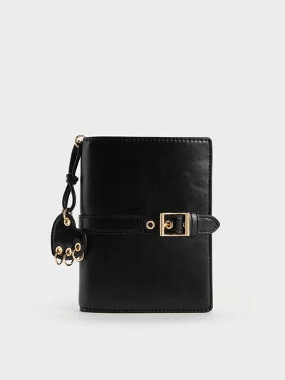 Charles & Keith - Rey Heart Belted Passport Holder In Black