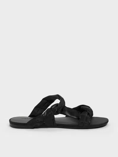 Charles & Keith - Ruched-strap Slide Sandals In Black