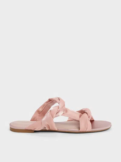 Charles & Keith - Ruched-strap Slide Sandals In Pink