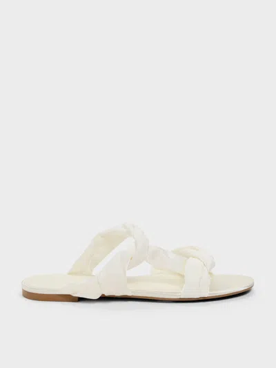 Charles & Keith - Ruched-strap Slide Sandals In White