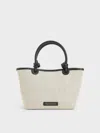Charles & Keith Sabine Canvas Knotted-handle Tote Bag In Black