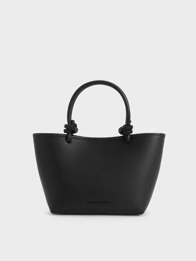 Charles & Keith Sabine Knotted-handle Tote Bag In Jet Black