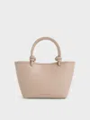 Charles & Keith Sabine Knotted-handle Tote Bag In Taupe
