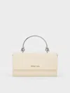 Charles & Keith Sculptural-handle Long Wallet In Cream