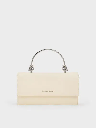 Charles & Keith Sculptural-handle Long Wallet In Cream