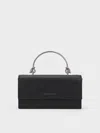 Charles & Keith Sculptural-handle Long Wallet In Noir