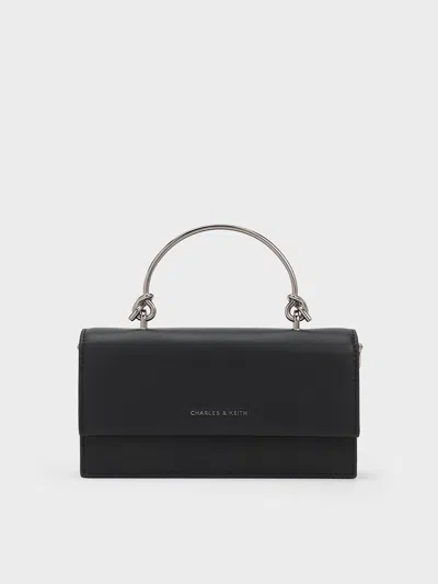 Charles & Keith Sculptural-handle Long Wallet In Noir