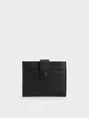 Charles & Keith Snap Button Card Holder In Noir