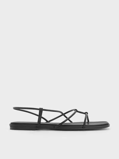 Charles & Keith - Square-toe Strappy Sandals In Black