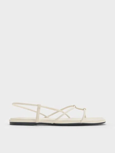Charles & Keith - Square-toe Strappy Sandals In White