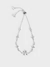 Charles & Keith Star Motif Crystal-embellished Bracelet In Silver