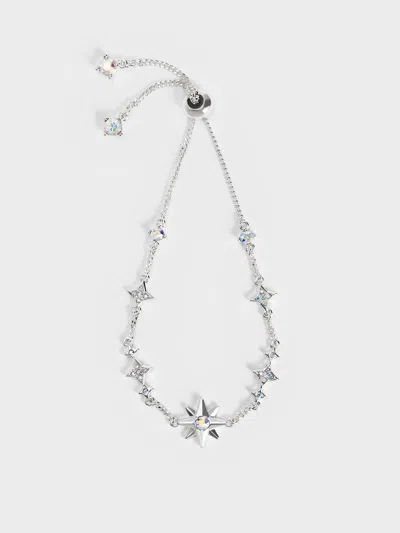 Charles & Keith Star Motif Crystal-embellished Bracelet In Silver