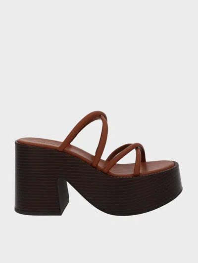 Charles & Keith Strappy Crossover Platform Mules In Brown