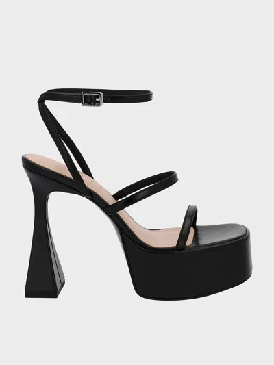 Charles & Keith Strappy Sculptural-heel Platform Sandals In Black