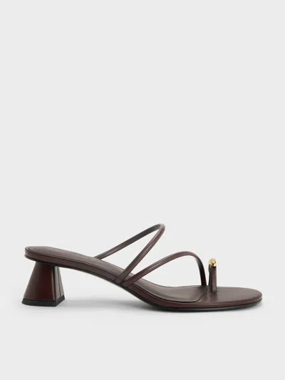 Charles & Keith - Strappy Toe-ring Heeled Sandals In Burgundy