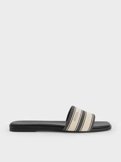 Charles & Keith - Striped Square-toe Slide Sandals In Multi
