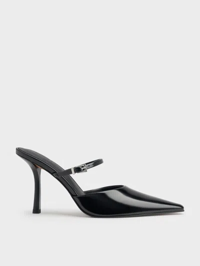 Charles & Keith - Tapered Square-toe Heeled Mules In Black