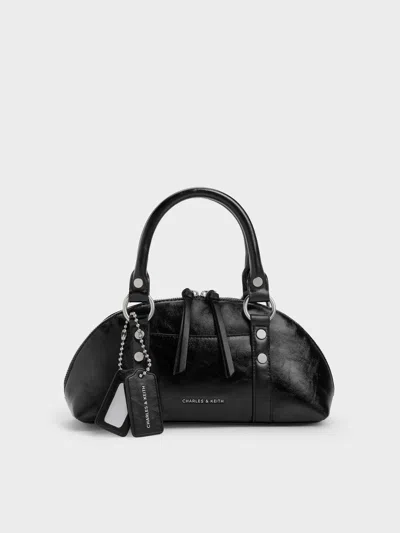 Charles & Keith - Tatiana Studded Bowling Bag In Noir