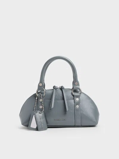 Charles & Keith - Tatiana Studded Bowling Bag In Smoky Blue