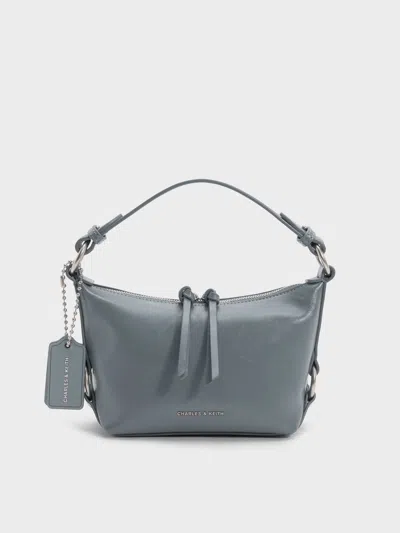 Charles & Keith - Tatiana Tassel Hobo Bag In Smoky Blue