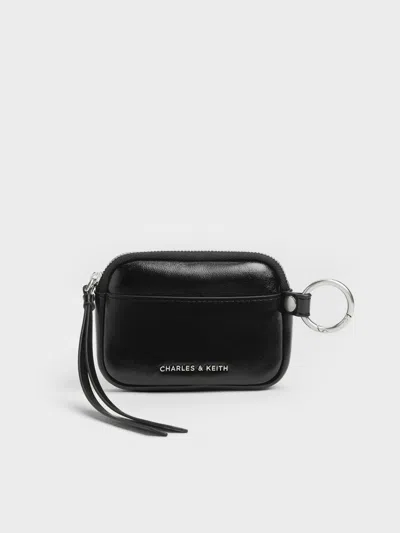 Charles & Keith - Tatiana Zip-around Card Holder In Noir