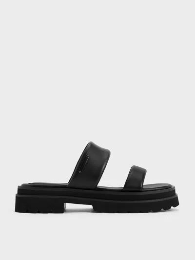 Charles & Keith Tattie Puffy-strap Sandals In Black