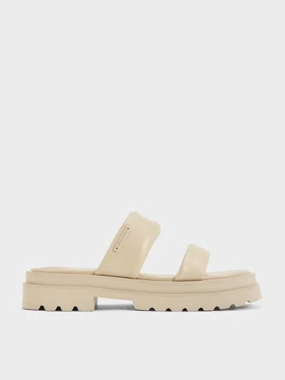 Charles & Keith Tattie Puffy-strap Sandals In Taupe