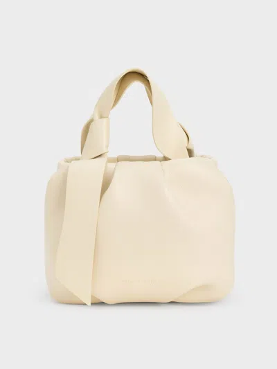 Charles & Keith Toni Knotted Ruched Bag In Neutral