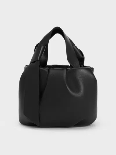 Charles & Keith Toni Knotted Ruched Bag In Black
