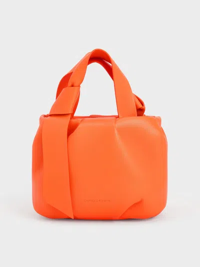 Charles & Keith Toni Knotted Ruched Bag In Orange