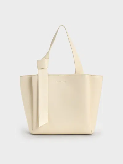 Charles & Keith Toni Knotted Tote Bag In White