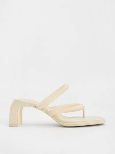 Charles & Keith Toni Puffy-strap Thong Sandals In Chalk