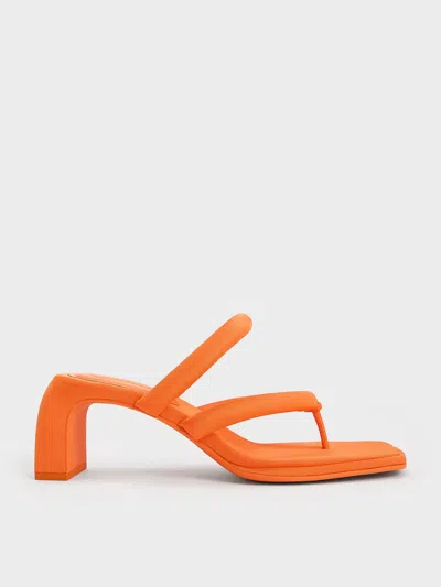 Charles & Keith Toni Puffy-strap Thong Sandals In Orange