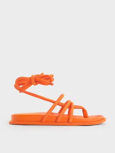 Charles & Keith Toni Tubular Tie-around Sandals In Orange
