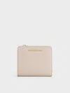 Charles & Keith Top Zip Small Wallet In Oat
