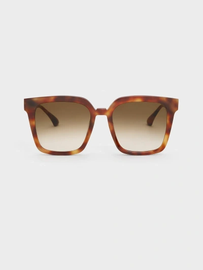 Charles & Keith Tortoiseshell Recycled Acetate Classic Butterfly Sunglasses In Brown