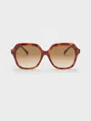 CHARLES & KEITH TORTOISESHELL RECYCLED ACETATE WIDE-SQUARE SUNGLASSES