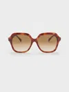Charles & Keith Tortoiseshell Recycled Acetate Wide-square Sunglasses In T. Shell