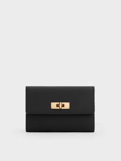 Charles & Keith - Tricha Turn-lock Wallet In Black