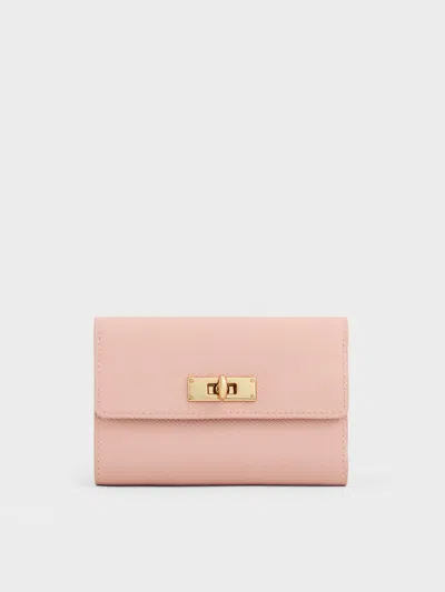 Charles & Keith - Tricha Turn-lock Wallet In Pink