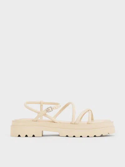 Charles & Keith Tubular Strap Sandals In Beige