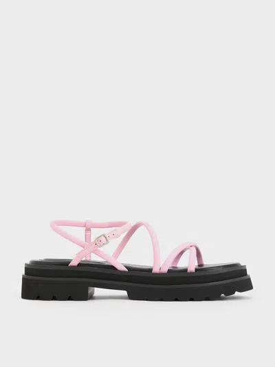Charles & Keith Tubular Strap Sandals In Pink