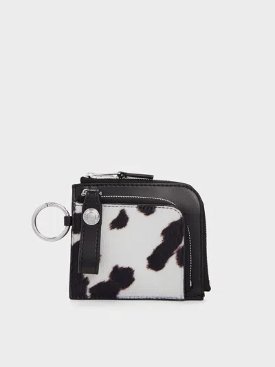 Charles & Keith - Vega Furry Cow-print Zip-around Pouch In Multi