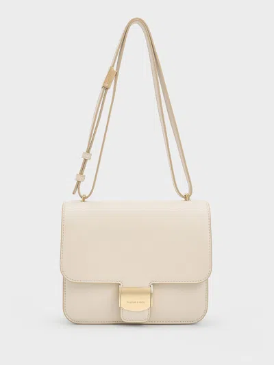 Charles & Keith Violetta Boxy Bag In Neutral