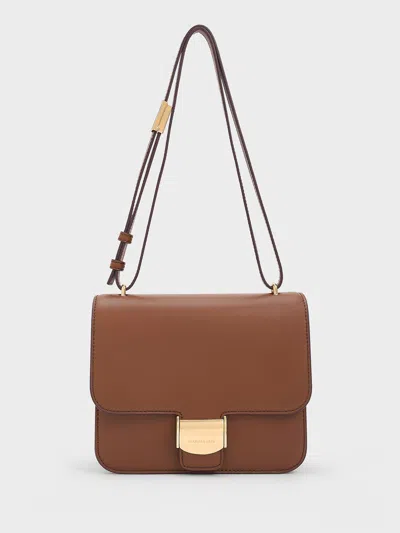 Charles & Keith Violetta Boxy Bag In Brown