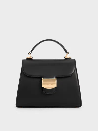 Charles & Keith Violetta Trapeze Top Handle Bag In Black