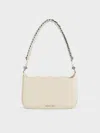 Charles & Keith Wavy Braided Chain-link Shoulder Bag In Chalk