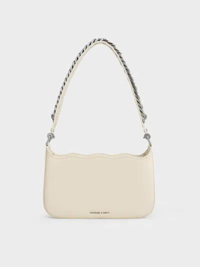 Charles & Keith Wavy Braided Chain-link Shoulder Bag In Neutral